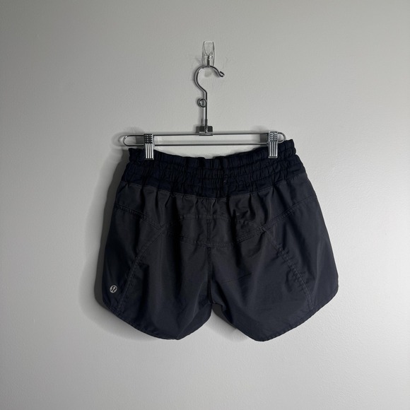 Lululemon Shorts Womens 4 Black Running Athletic Zip Pocket - Picture 2 of 7